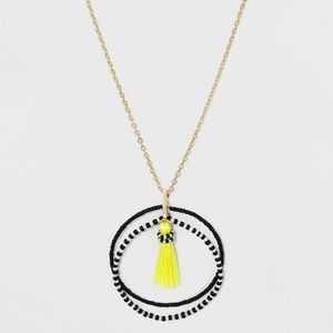Sugarfix by BaubleBar Mixed Media Black White Yellow Tassel Pendant Necklace NWT